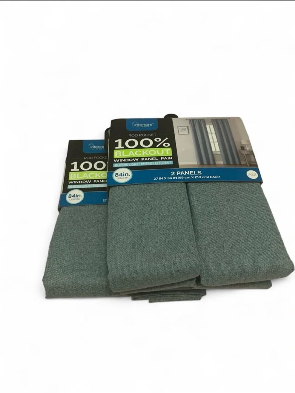 Two (2) sets of 100% Blackout Rod Pocket Window Panel Pair in Teal